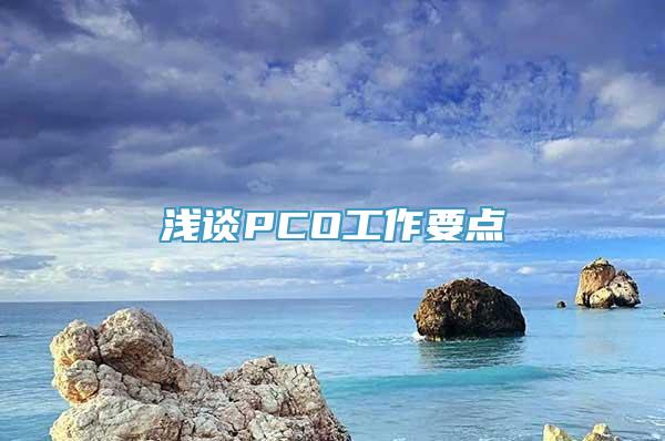 浅谈PCO工作要点